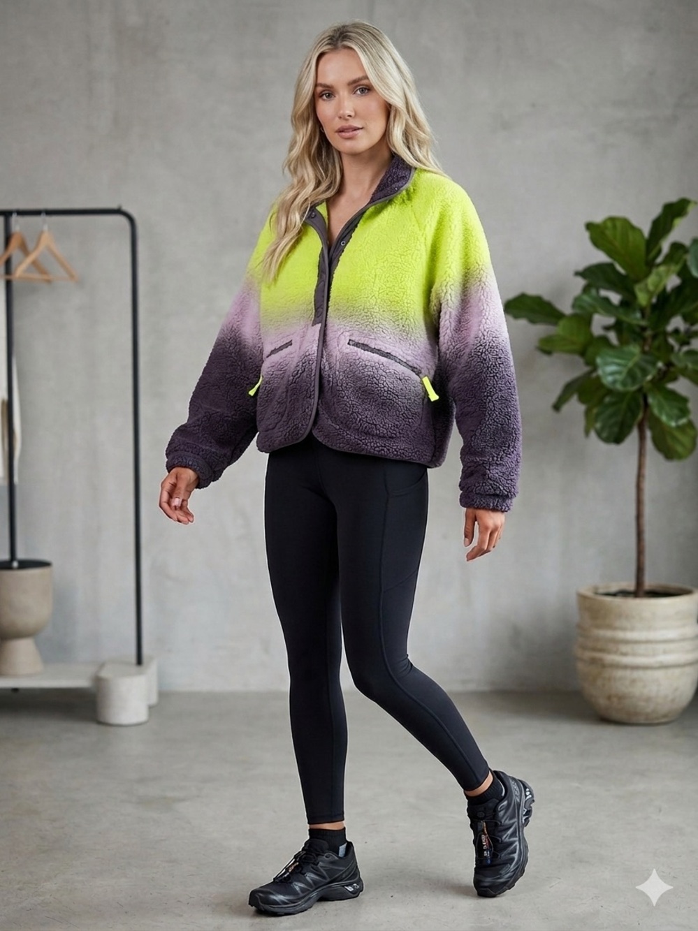 Free People Hit The Sloped Fleece Jacket Size Small